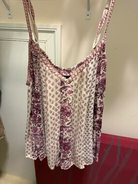 American Eagle Outfitters Floral Spaghetti Strap Tank - Cream & Pink